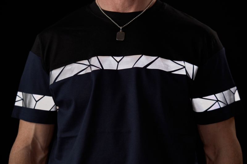 CAMISETA M/C MEZCLA 180 gr. MARINO/NEGRO