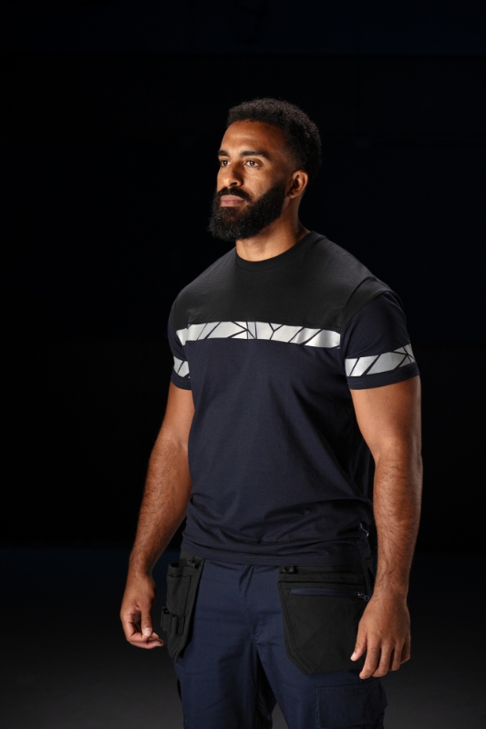 CAMISETA M/C MEZCLA 180 gr. MARINO/NEGRO