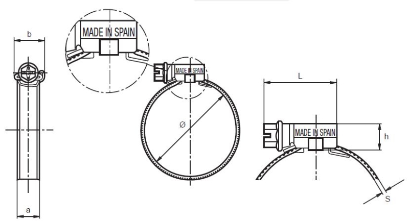 ABRAZADERA SINFIN DIN-3017L Ø8-16 W2 INOX