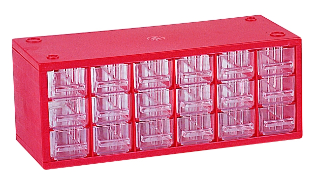 MODULO PLASTICO ROJO MULTIBOX M-318 36x15x14.5cm 18 CAJONES
