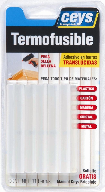 CEYS BARRAS TERMOFUSIBLES TRANSLUCIDA 45/90 mm (BLISTER 11 un)