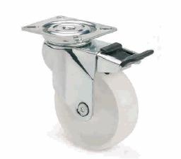 ARSA 49121 RUEDA Ø75x24mm GIRAT PLAT.FRENO NYL BLAN B.LISO S/P.LAT