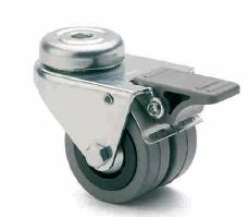 ARSA 33410 RUEDA Ø75mm GIRAT PASADOR FRENO ARO DOBLE GOMA GRIS