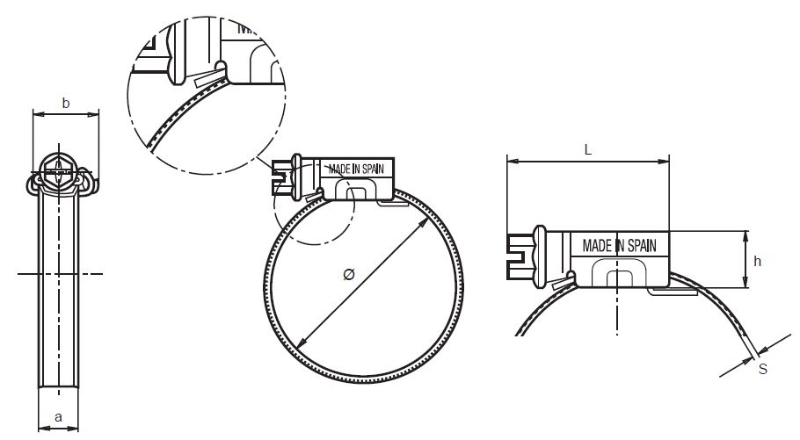 ABRAZADERA ASFA-S 50-70 INOX W2