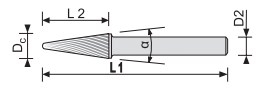 FRESA ROTATIVA CONICA 14º MD Ø4x14/50mm MANGO 6mm D3