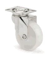 ARSA 49744 RUEDA Ø75x32mm GIRAT PLAT.INOX NYL.BLANCO B.LISO S/P.LAT