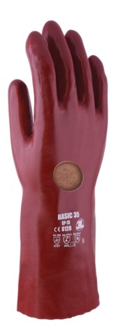 GUANTE PVC ROJO 35 cms M (T-8) (SP-13)