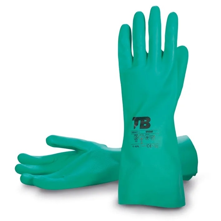 GUANTE NITRILO VERDE FLOCADO 33 cm XXL (T-10)(9009F)