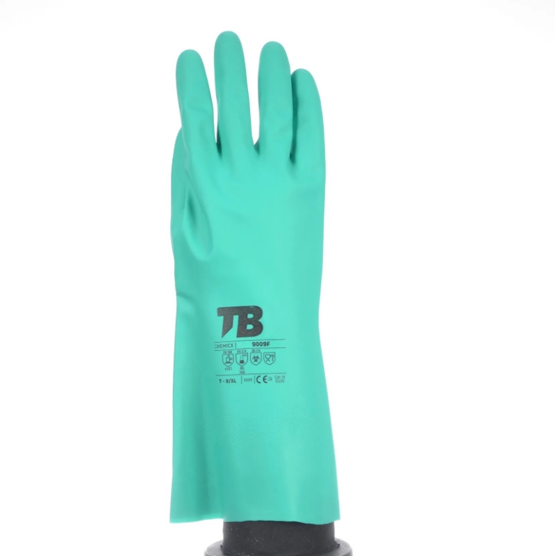 GUANTE NITRILO VERDE FLOCADO 33 cm XXL (T-10)(9009F)
