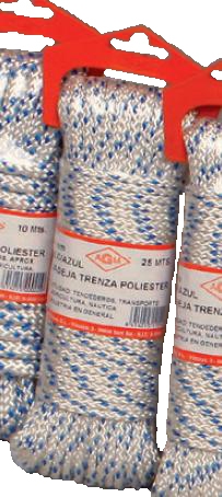 CUERDA POLIESTER BLANCO/AZUL Ø6mm BOBINA 25 METROS