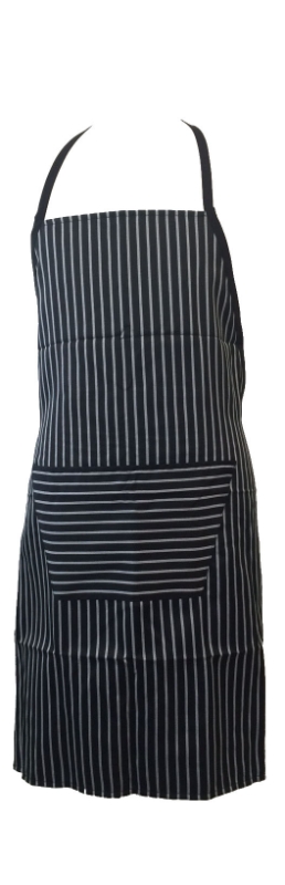 DELANTAL PETO NEGRO RAYAS GRIS C/BOLS.5003