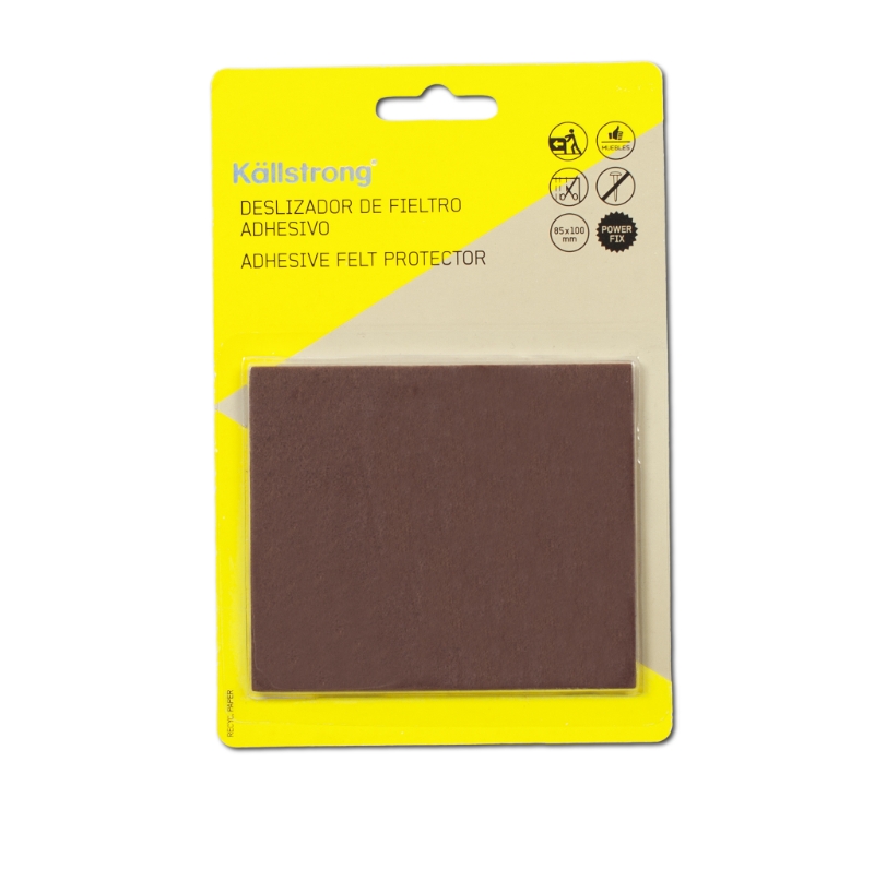 FIELTRO DESLIZANTE ADHESIVO 100X85mm MARRON (4 UND)