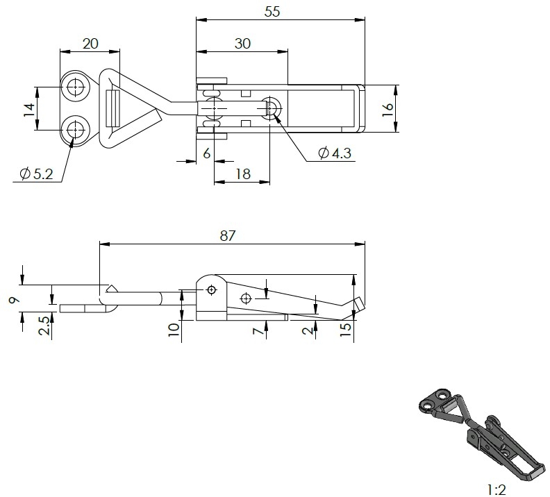 CIERRE PARA CAJA AJUSTABLE ZINC L-77.3-93mm/W-20