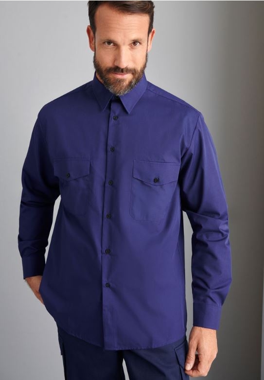 CAMISA ALG.MARINO M/L 2 BOLS.T-5(44) (2016)