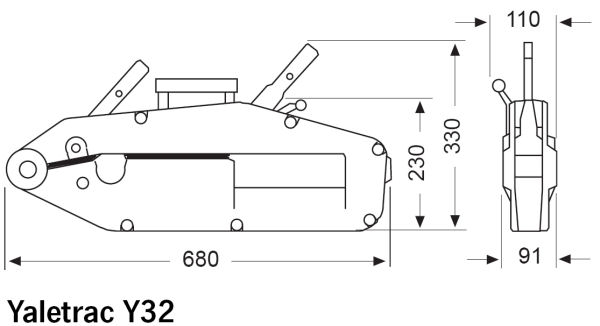 YALETRAC Y-32-ST 3200Kg + 10mt CABLE Ø16mm - APARATO ELEVACION