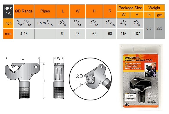 FORZA - RESTAURADOR ROSCAS EXTERIORES 4-18mm - 5/32"-11/16" PROFES