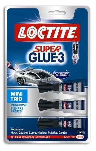 SUPER GLUE ORIGINAL 1 GRAMO BLISTER (PACK 3 BOTES 1 GR)