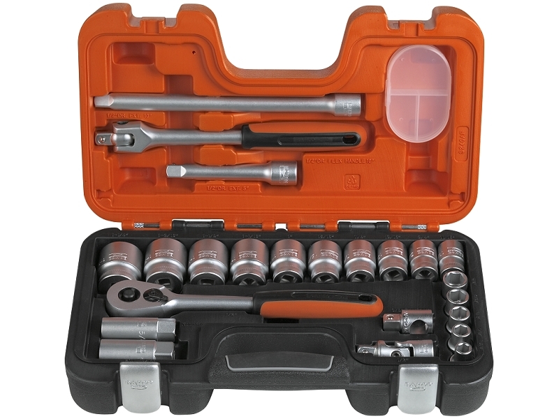 JUEGO LLAVES DE VASO 1/2" 6 CANTOS 7/16"-1.1/4" 23 PIEZAS (S240AF)