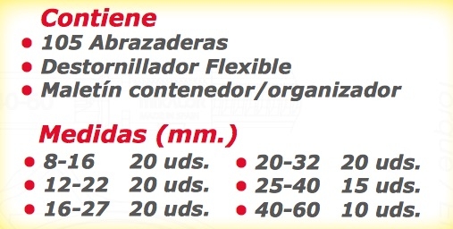 KIT MALETIN SURTIDO ABRAZADERA SINFIN DIN-3017L 105 un