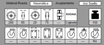 AFO 312/260 CR RUEDA RECAMBIO Ø260X85mm NEUMATICA C.R