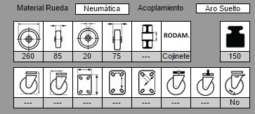 AFO 314/260 CB RUEDA RECAMBIO Ø260X85mm NEUMATICA C.B