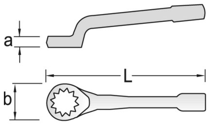 306 G 30mm LLAVE DE GOLPE POLIGONAL ACODADA