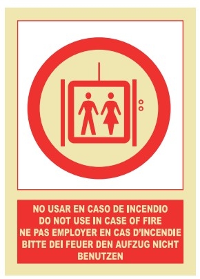 SENAL PVC 297X210 NO USAR EN CASO DE INCENDIO (L437)