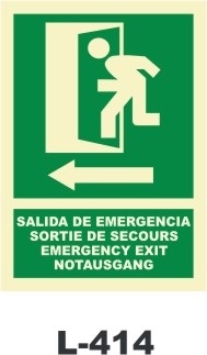 SENAL ALU 297X210 SALIDA EMERG.FLECHA IZDA (L414)