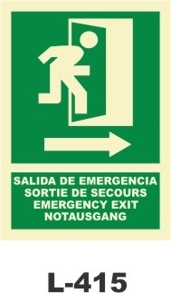 SENAL ALU 297X210 SALIDA EMERG.FLECHA DCHA (L415)